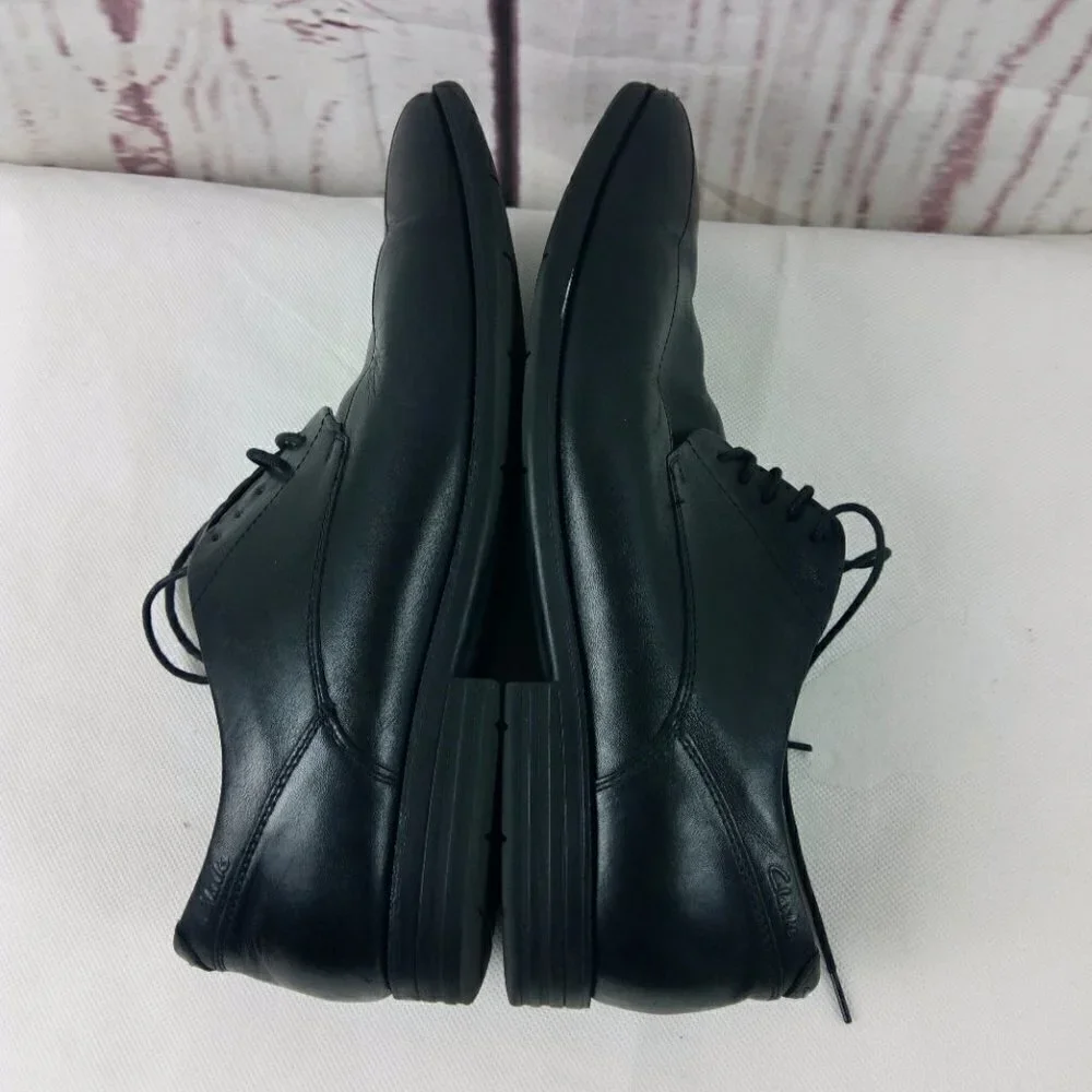 Clarks 1825 Men's Black Leather Oxford Lace Up Dress Shoes Size 11.5M